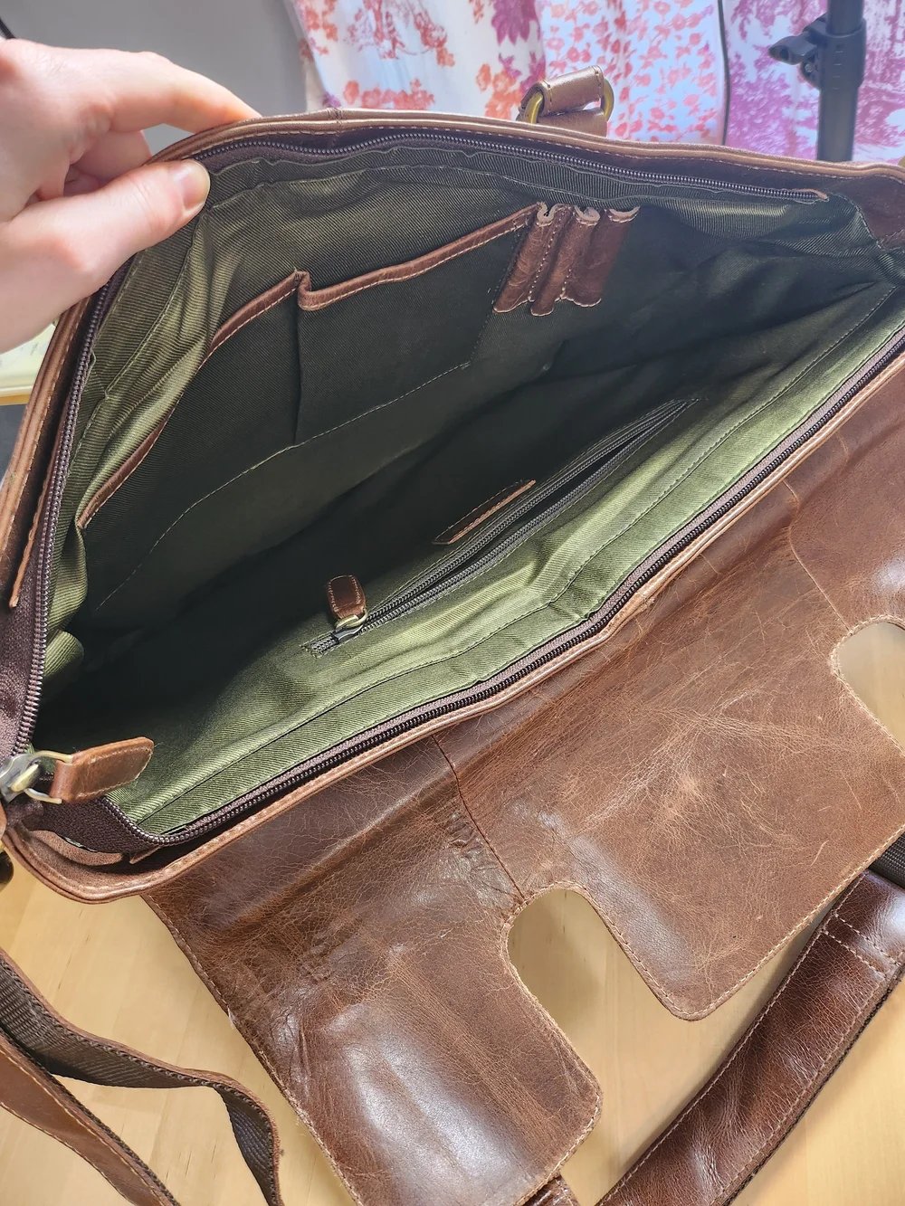 Leather Laptop Satchel in Brown